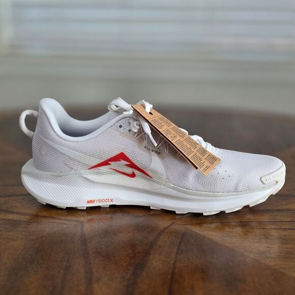 Nike ReactX Pegasus Trail 5 Hiking Running Shoes Women's 11.5 White Sail Red New - Picture 9 of 15